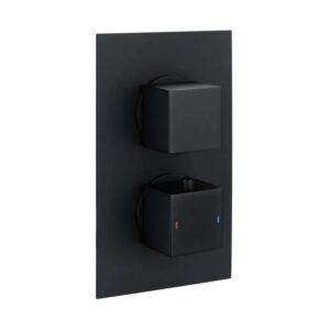 RAK Square Dual Outlet 2 Handle Thermostatic Concealed Shower Valve Black
