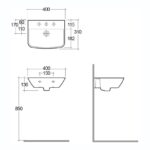 RAK Summit 40cm Wall Hung Hand Basin 1 Tap Hole