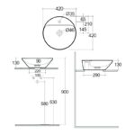 RAK Variant Round Counter Top Basin 42cm 1 Tap Hole