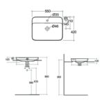 RAK Variant Rectangular Drop-In Wash Basin 55cm 1 Tap Hole