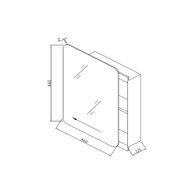 RAK Slide Stainless Steel Single Cabinet with Sliding Mirrored Door