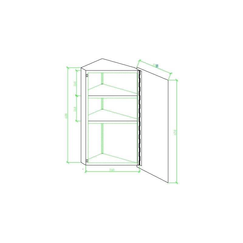 RAK Riva Stainless Steel Single Corner Cabinet with Mirrored Door