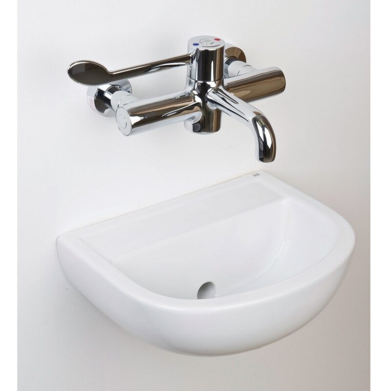 RAK Compact 38cm Special Needs Horizontal Outlet Basin Alpine White