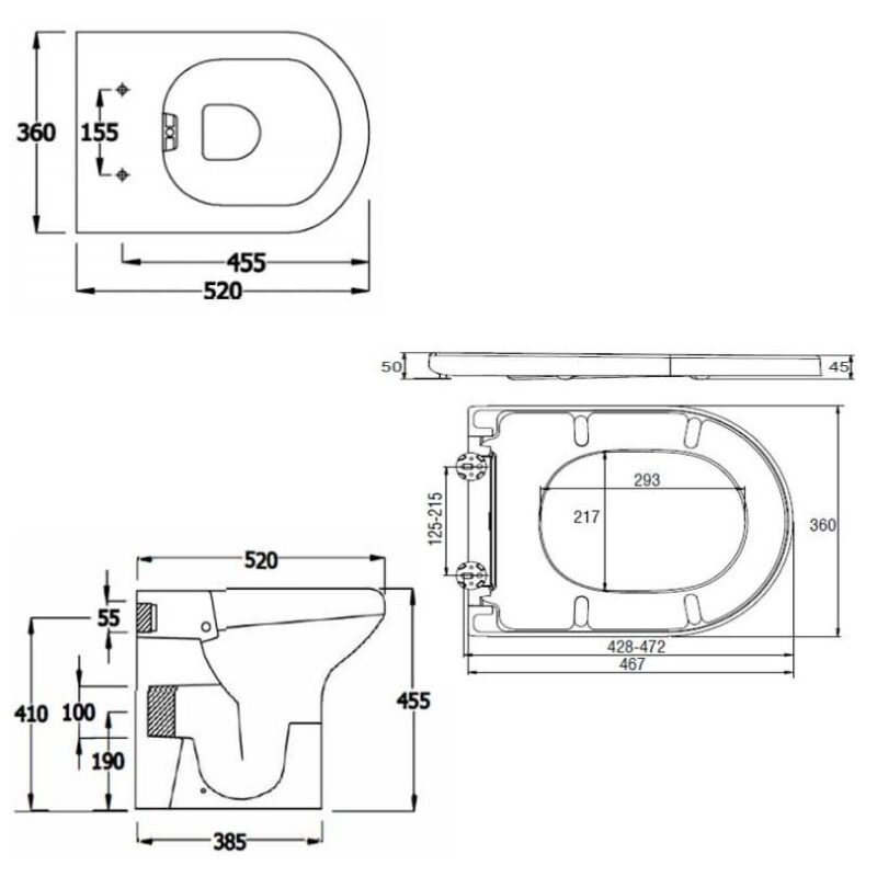 RAK Compact Rimless Back To Wall Comfort Height Toilet & Soft Close Seat