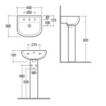 RAK Compact 45cm Basin 1 Taphole