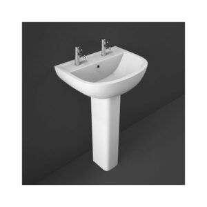 RAK Compact 450mm 2 Hole Basin & Full Pedestal