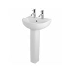 RAK Compact 450mm 2 Hole Basin & Full Pedestal