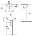 RAK Compact 450mm 2 Hole Basin & Full Pedestal