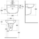 RAK Compact 550mm 2 Hole Basin & Semi Pedestal