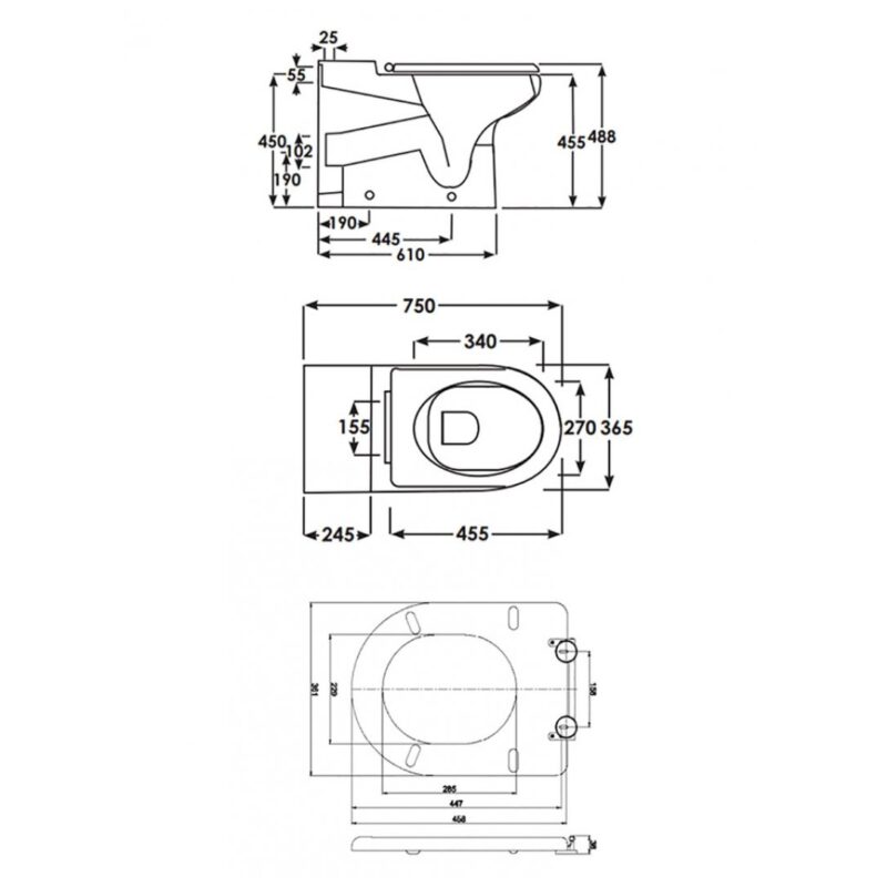RAK Compact Special Needs Back To Wall Toilet & Ring Seat 750mm