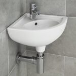 RAK Compact Corner Basin 1 Taphole Alpine White