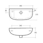 RAK Compact 45cm Slimline Basin 1 Taphole Right