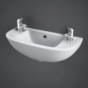 RAK Compact 45cm Slimline Basin 2 Tapholes