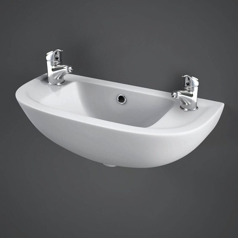 RAK Compact 45cm Slimline Basin 2 Tapholes RAK Compact 45cm Slimline Basin 2 Tapholes