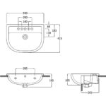 RAK Compact 55cm Semi Recessed Basin 1 Taphole