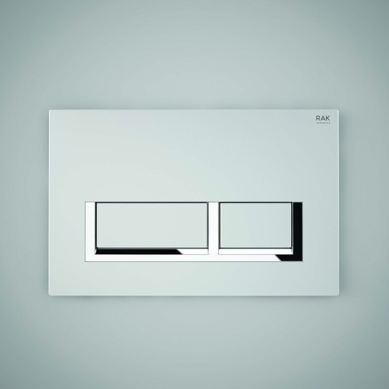 RAK Matt Chrome Flush Plate with Rectangular Chrome Push Buttons