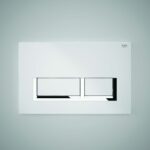 RAK White Flush Plate with Polished Chrome Rectangular Push Buttons