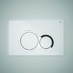 RAK White Flush Plate with Polished Chrome Round Push Buttons