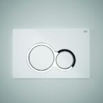 RAK White Flush Plate with Polished Chrome Round Push Buttons