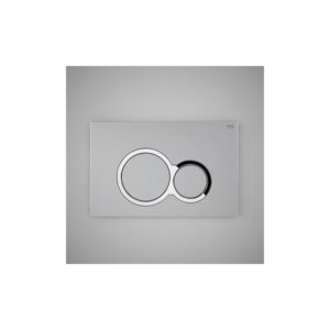 RAK Matt Chrome Flush Plate with Polished Chrome Round Buttons