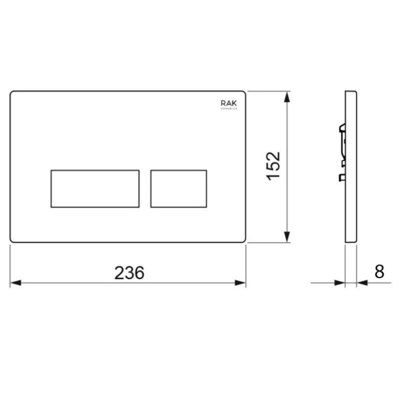 RAK Ecofix Rectangular Dual Flush Plate Matt White