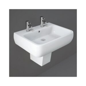 RAK Metropolitan 520mm 2 Hole Basin & Semi Pedestal