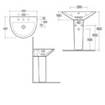 RAK Morning 550mm 1 Hole Basin & Full Pedestal