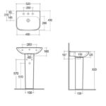 RAK Origin 62 520mm 1 Hole Basin & Full Pedestal