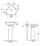 RAK Origin 62 450mm 1 Tap Hole Corner Basin & Full Pedestal