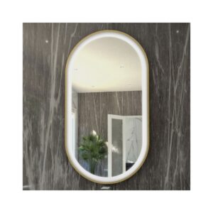 RAK Art Oval LED Illuminated Mirror with Demister 1000x450mm Brushed Gold