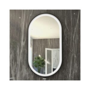 RAK Art Oval LED Illuminated Mirror with Demister 1000x450mm Matt Black