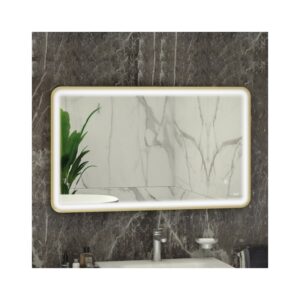 RAK Art Soft LED Illuminated Mirror with Demister 600x1200mm Brushed Gold