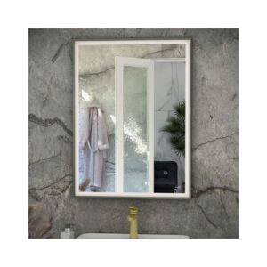 RAK Art Square LED Mirror with Demister 700x500mm Brushed Nickel