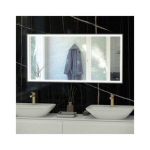 RAK Art Square LED Mirror with Demister 600x1000mm Brushed Nickel