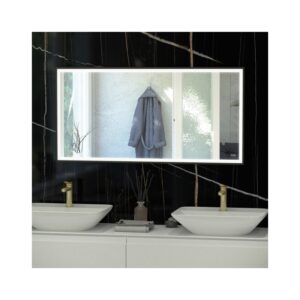 RAK Art Square LED Mirror with Demister 600x1200mm Matt Black