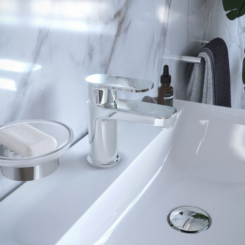 RAK Compact Eco Round Mono Basin Mixer with Clicker Waste Chrome