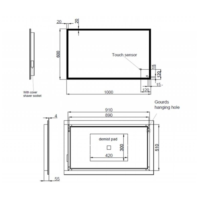 RAK Cupid LED Mirror with Demister 600x1000mm