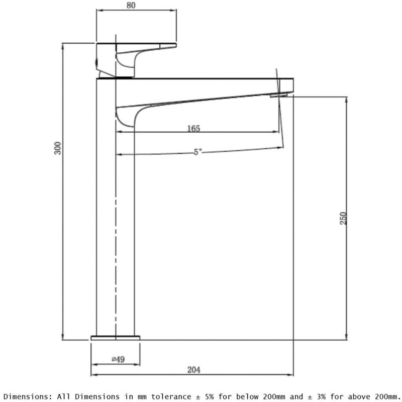 RAK Ischia Tall Basin Mixer Tap Chrome