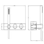 RAK Horizontal Dual Outlet Shower Valve with Handset Matt Black