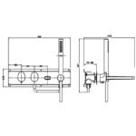 RAK Horizontal Dual Outlet Shower Valve with Handset & Spout Brushed Gold