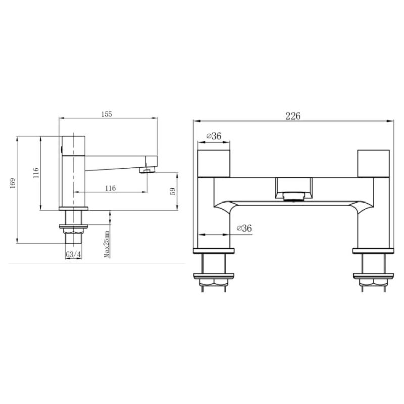 RAK Petit Round Bath Filler Chrome