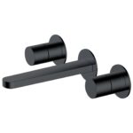RAK Petit Round Wall Mounted 3 Hole Basin Mixer Matt Black