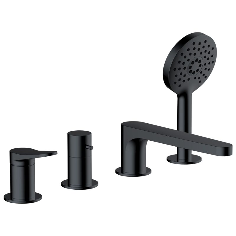 RAK Petit Round 4 Hole Bath Shower Mixer Matt Black RAK Petit Round 4 Hole Bath Shower Mixer Matt Black