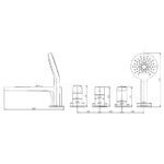 RAK Petit Round 4 Hole Bath Shower Mixer Matt Black