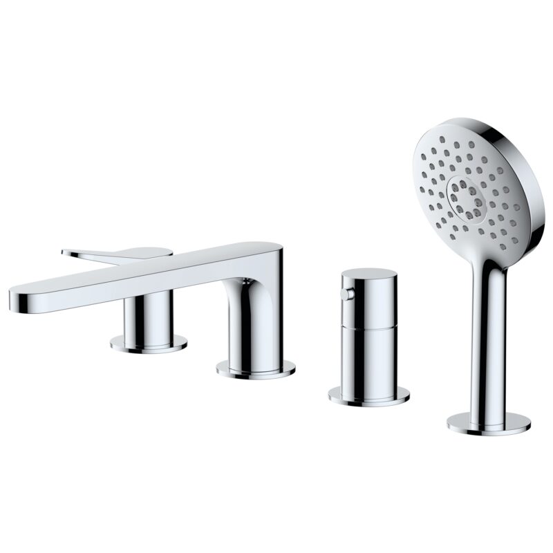 RAK Petit Round 4 Hole Bath Shower Mixer Chrome RAK Petit Round 4 Hole Bath Shower Mixer Chrome