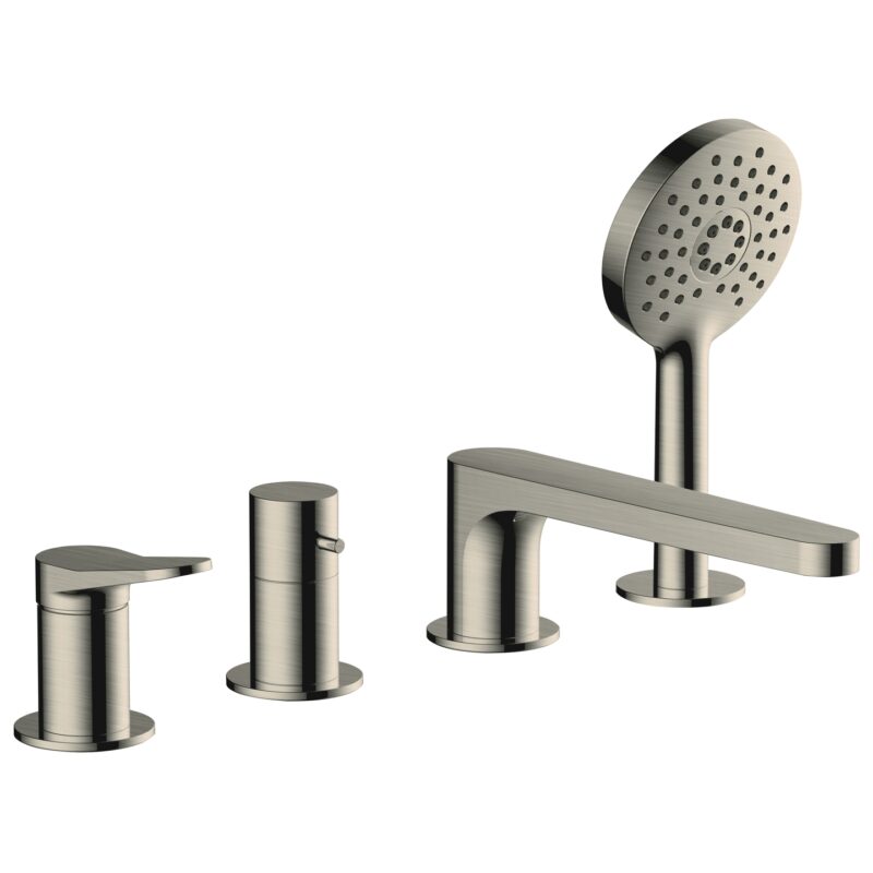 RAK Petit Round 4 Hole Bath Shower Mixer Brushed Nickel