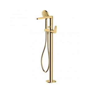 RAK Petit Round Freestanding Bath Shower Mixer Brushed Gold