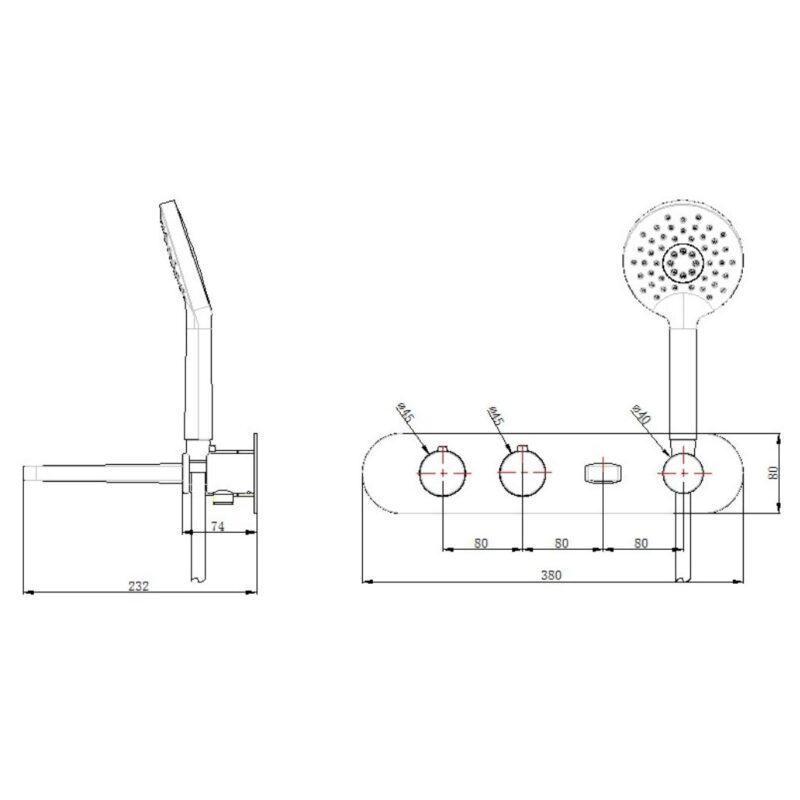 RAK Petit Round Wall Thermostatic Bath Shower Mixer Chrome