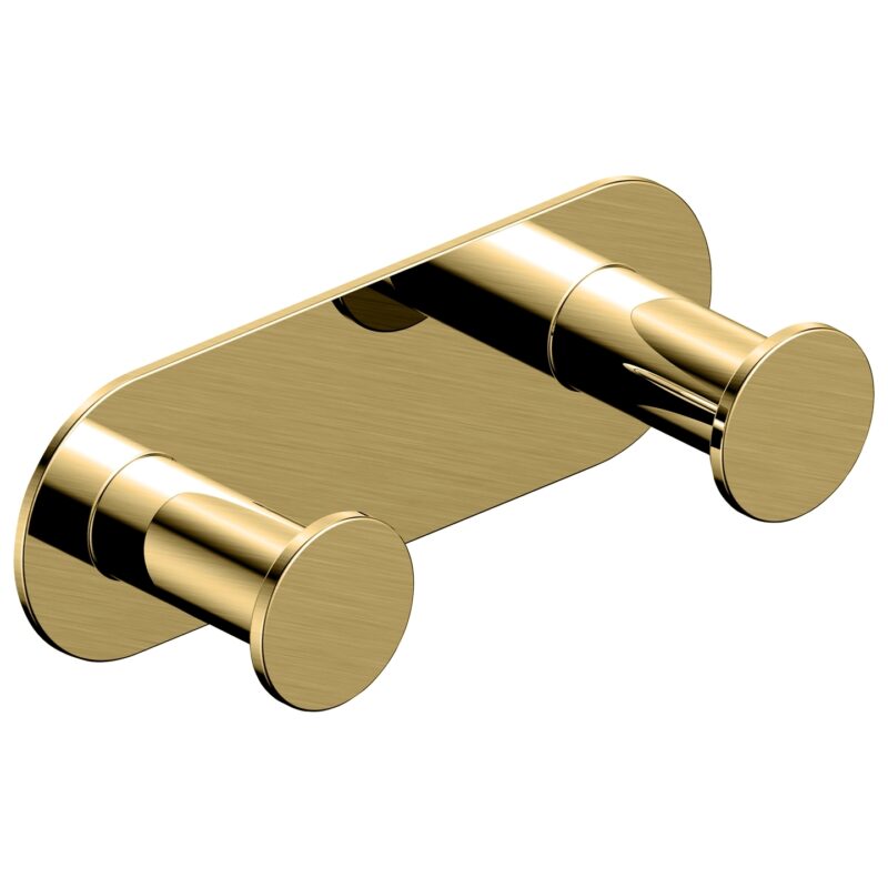 RAK Petit Round Double Robe Hook Brushed Gold RAK Petit Round Double Robe Hook Brushed Gold