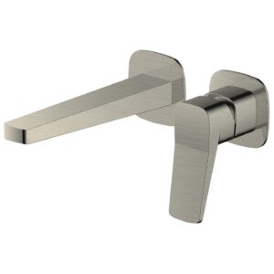 RAK Petit Square Wall Basin Mixer Brushed Nickel